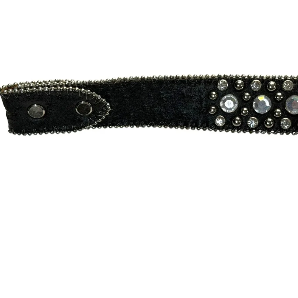 W.B.‎ Atlas Belt Womens 32 Black Leather Rhinestone Studded Western Cowgirl Y2K